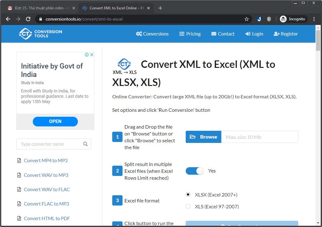 Cách chuyển đổi từ định dạng file XML sang Excel