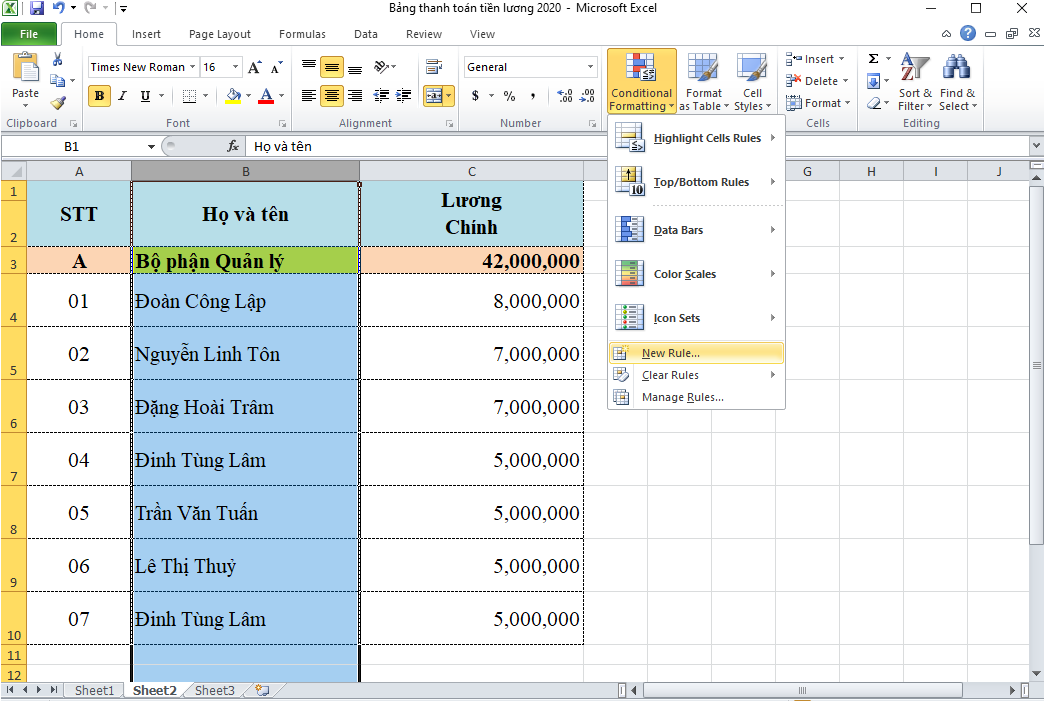 cách lọc dữ liệu trùng trong Excel