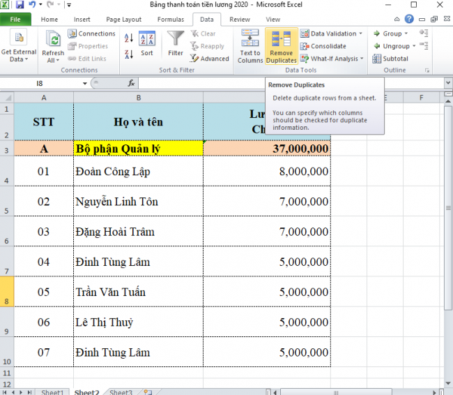 Hướng dẫn cách lọc dữ liệu trùng trong Excel