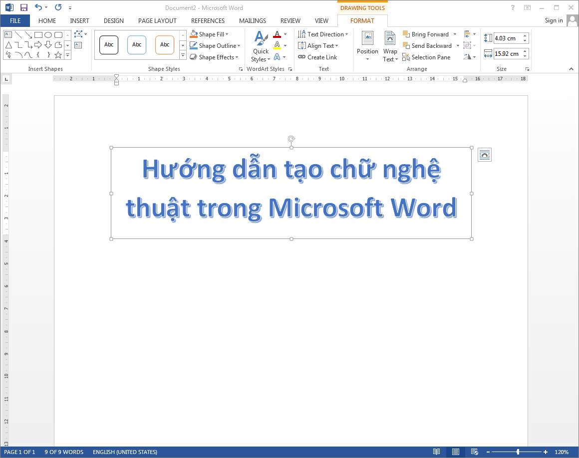 tạo chữ nghệ thuật trong Word